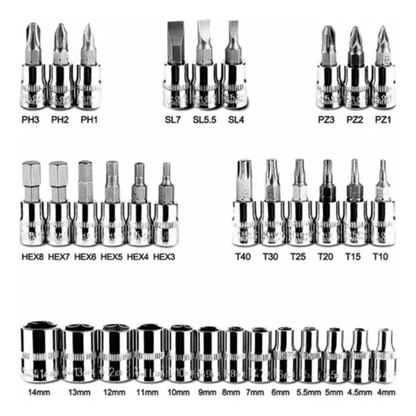Kit de Herramientas 46 Piezas – Llaves, Dados y Copas